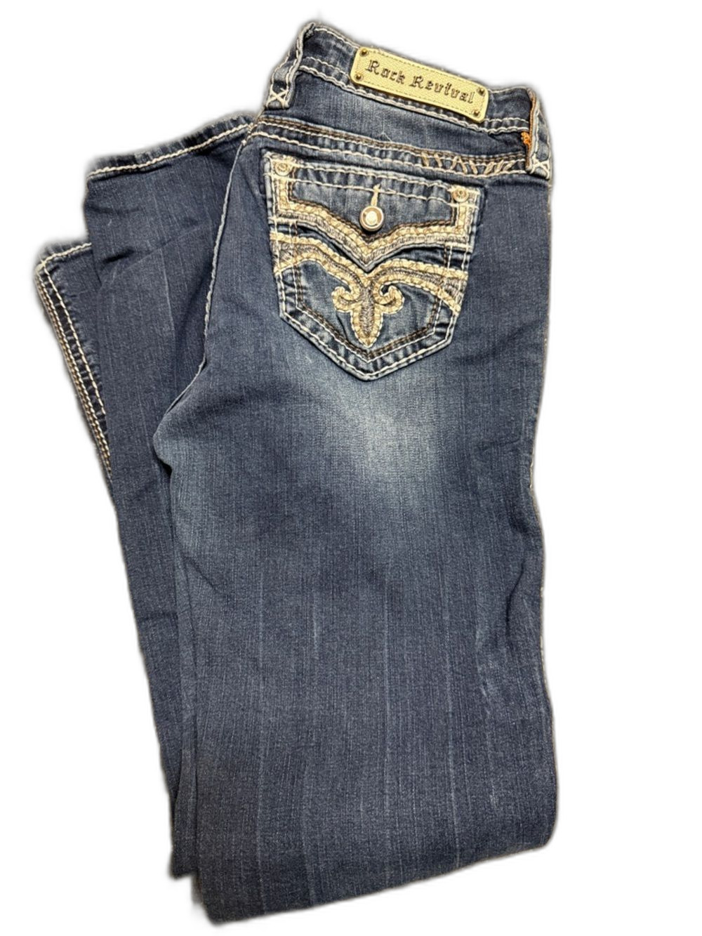 Rock Revival Women's Indigo Bootcut Jeans with Embroidered Back Pocket